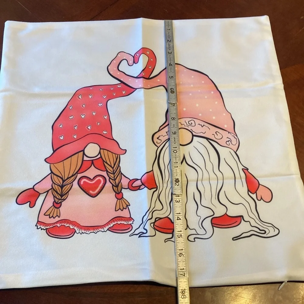 Valentine's Day Gnome Print Cushion Cover Without Filler new
